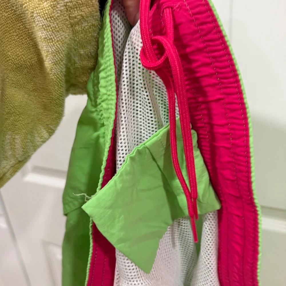 Polo Ralph Lauren Mens XL Lime Green Pink Pony Swim Trunks Board Shorts